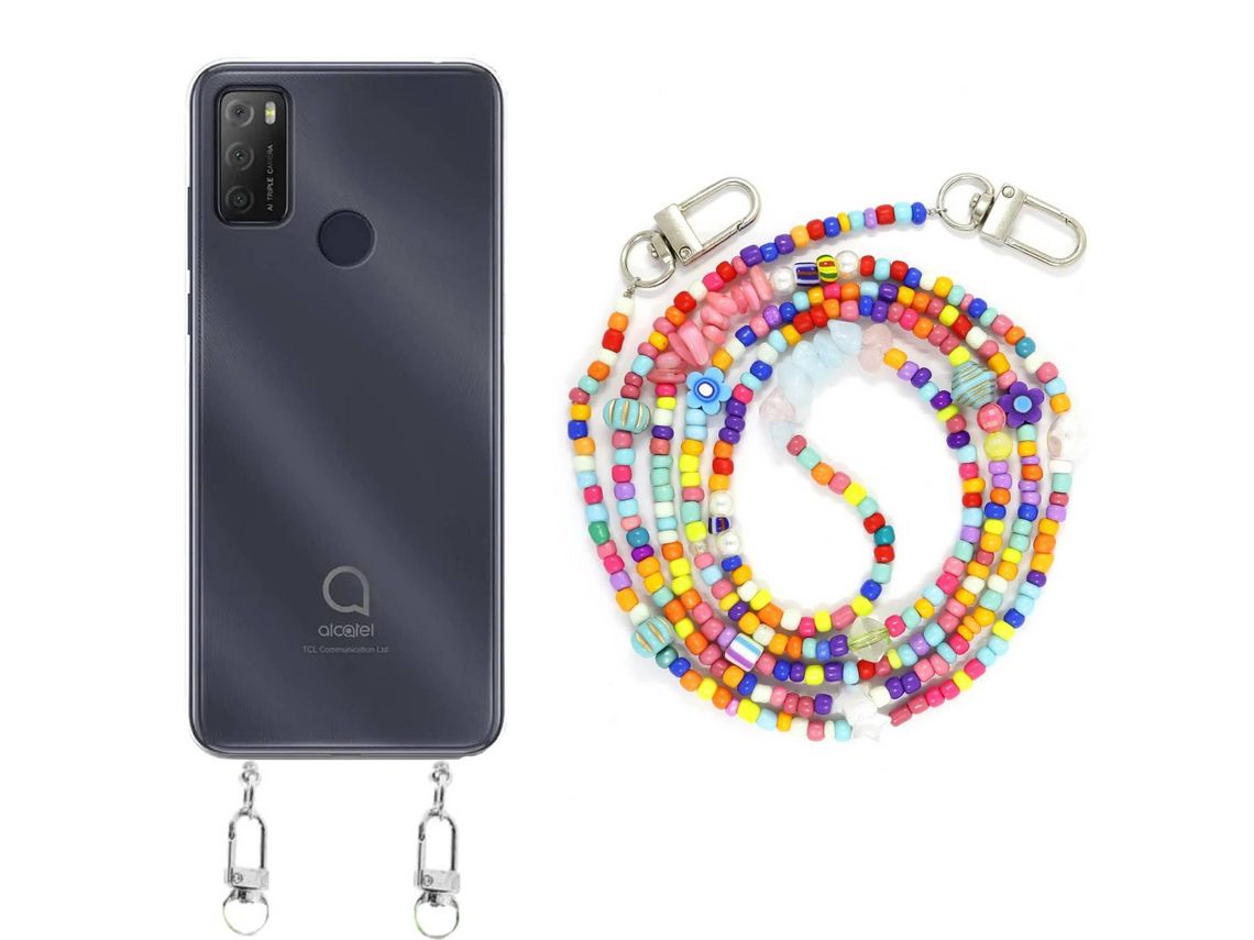 Capa cristal com fio miçanga colorful para Alcatel 3L 2021