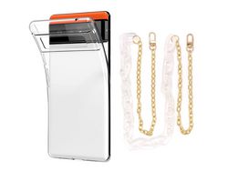 Capa Cristal com cordão corrente branco para Google Pixel 7