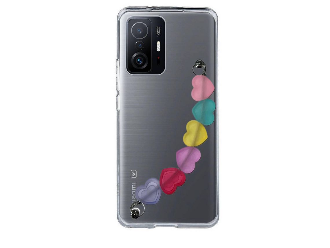 Capa cristal com suporte corações para Xiaomi 11T Pro
