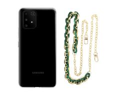 Capa cristal com cordão corrente verde para Samsung Galaxy S10 Lite