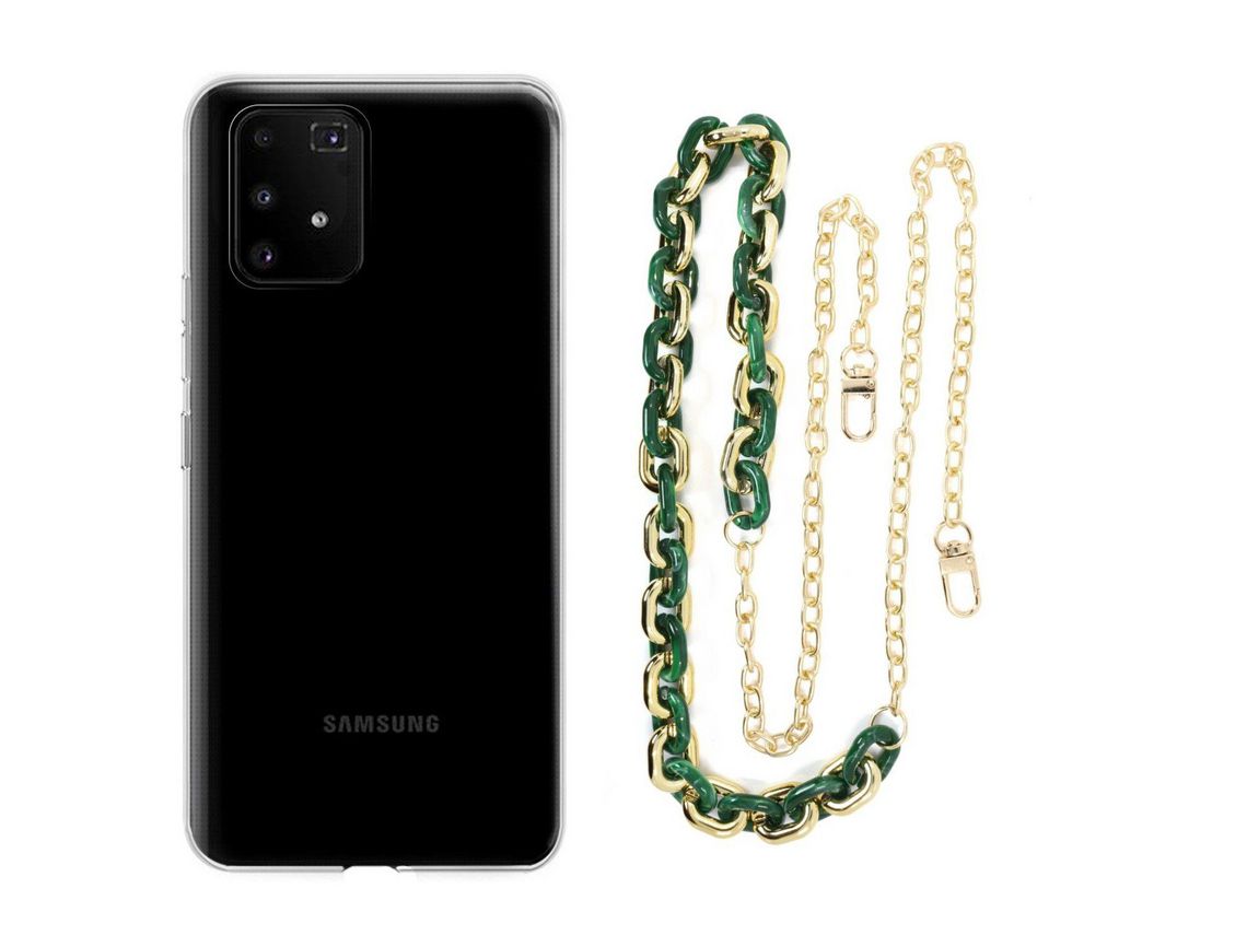 Capa cristal com cordão corrente verde para Samsung Galaxy S10 Lite