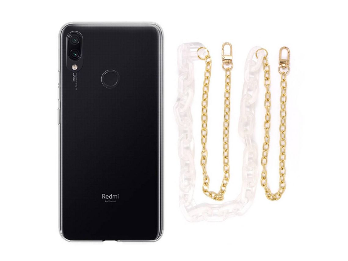 Capa Cristal com cordão corrente branco para Xiaomi Redmi Note 7