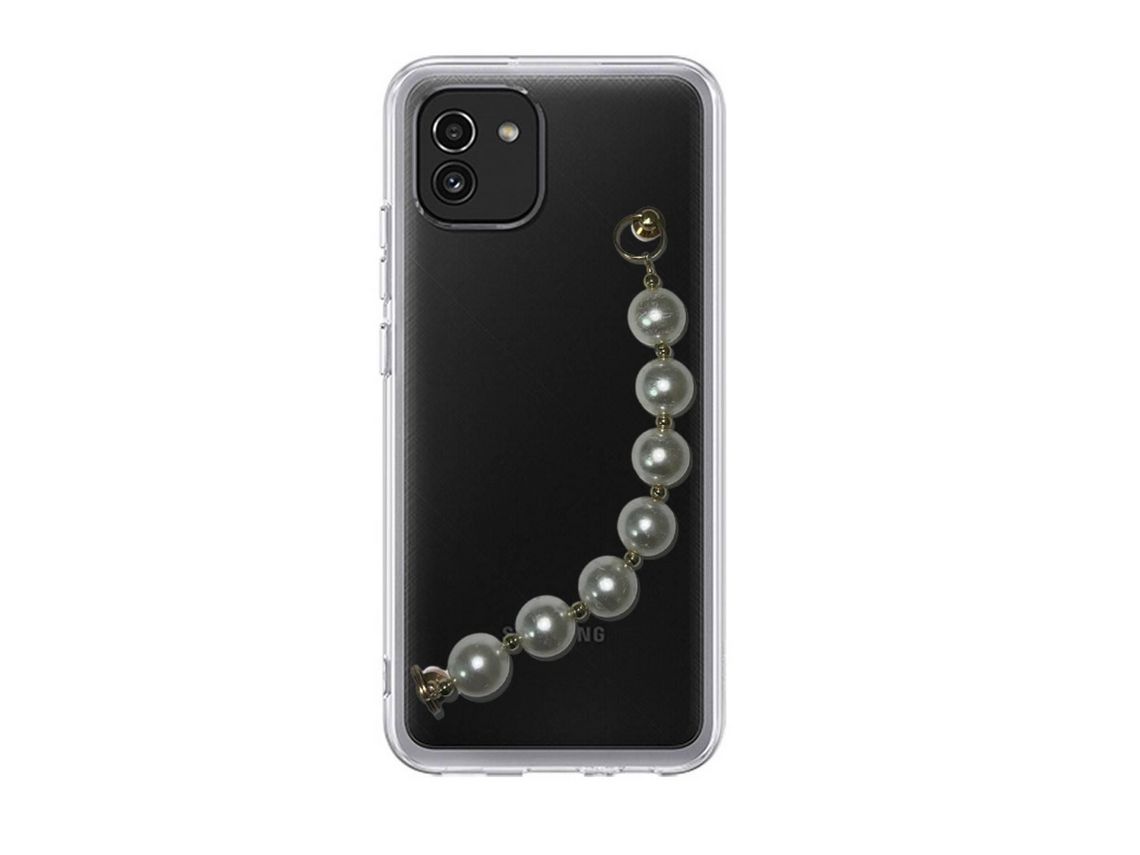 Capa cristal com suporte pérola para Samsung Galaxy A03