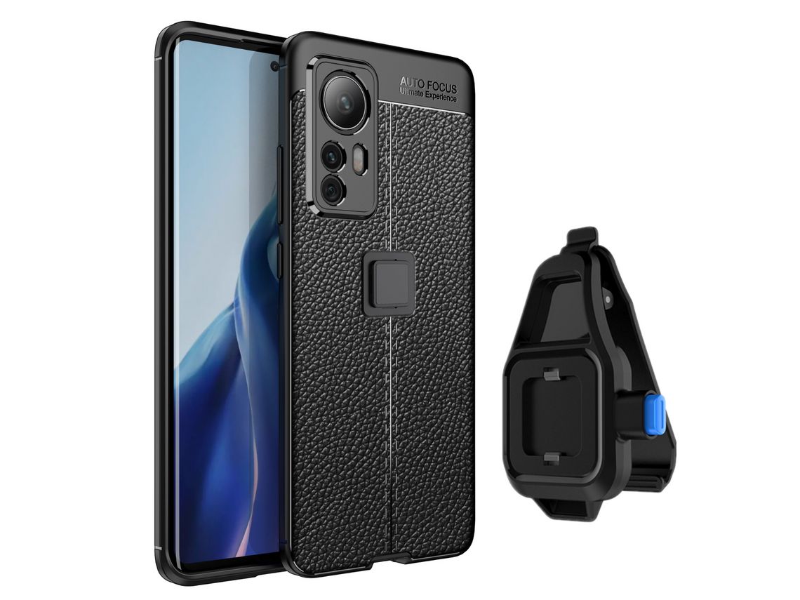 Capa Rugged Leather com suporte à cintura Xiaomi 12s Preto