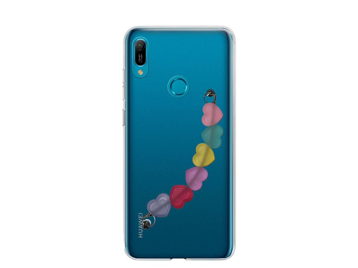Capa Cristal com suporte corações para Huawei Y9