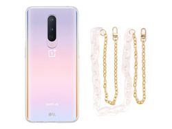Capa Cristal com cordão corrente branco para Oneplus 8