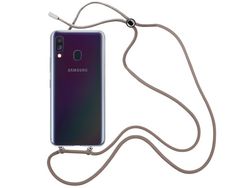 Capa cristal com fio cordão castanho para Samsung Galaxy A40