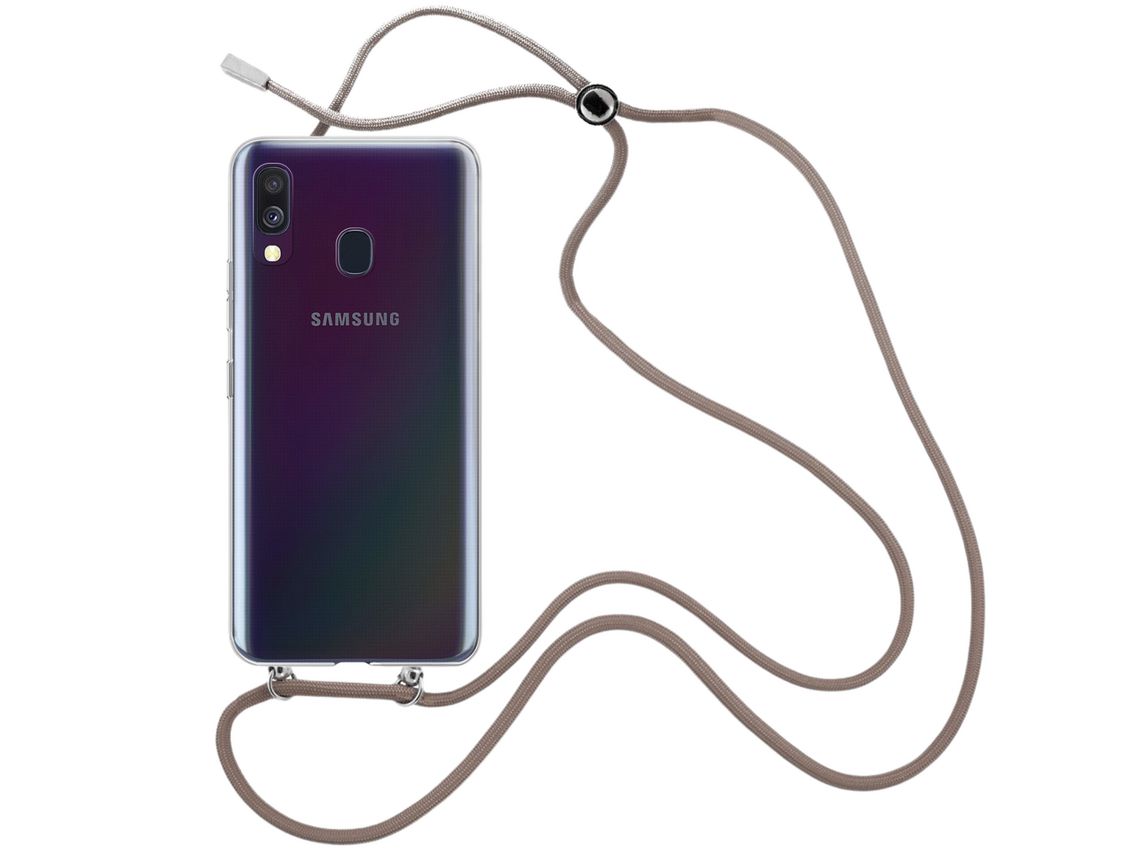 Capa cristal com fio cordão castanho para Samsung Galaxy A40