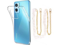 Capa Cristal com cordão corrente branco para Oppo A96