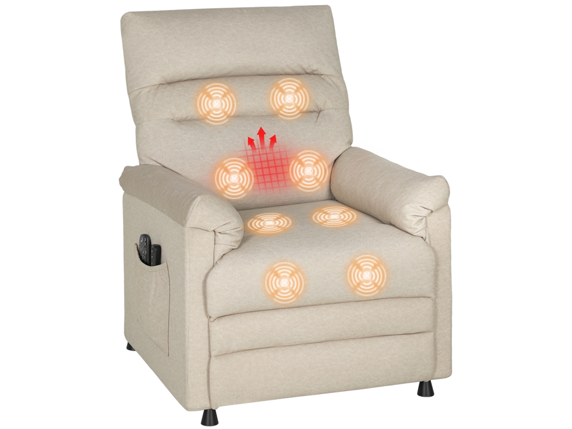 Poltrona moderna de tecido PRIME KANG, ampla, estofada, 90x86x91 cm, Creme