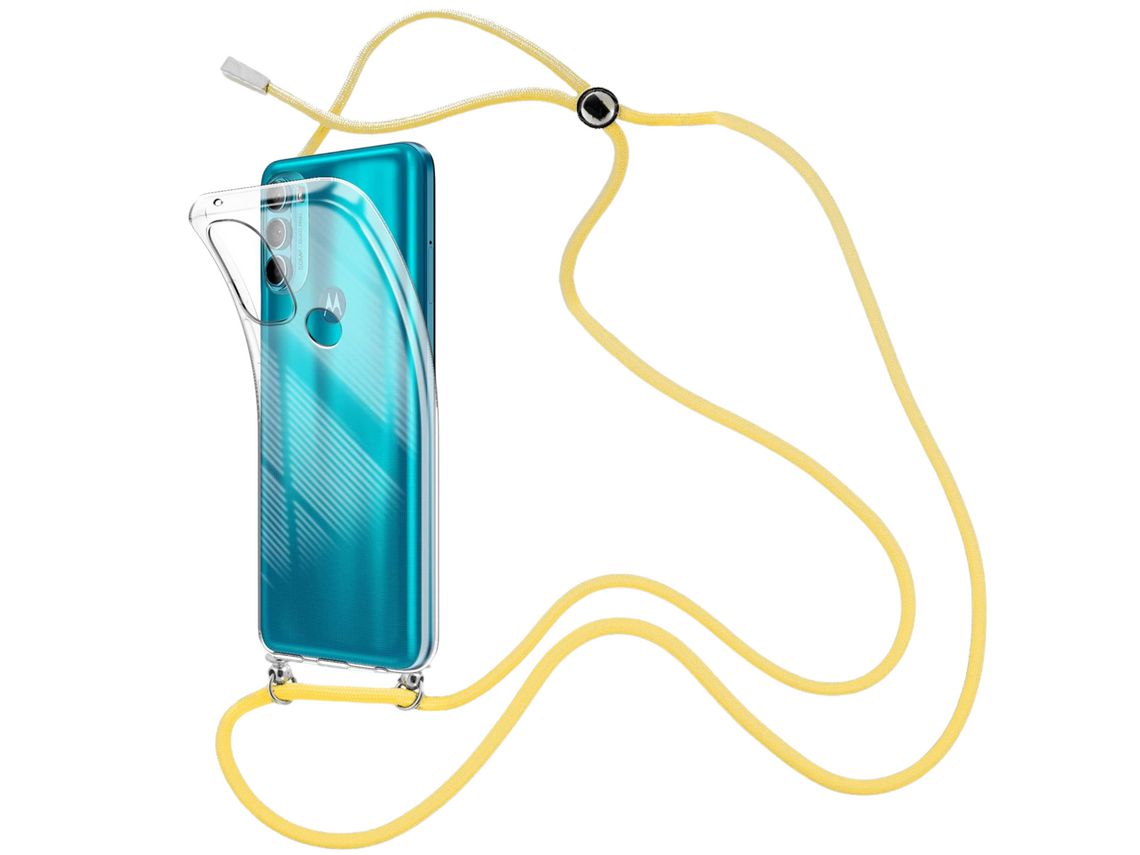 Capa Cristal com fio cordão amarelo para MotoroA Moto G71 5G