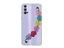 Capa Cristal com suporte corações para Oppo Reno 4 Pro
