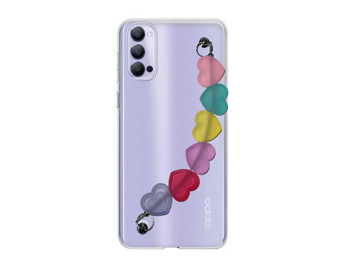 Capa Cristal com suporte corações para Oppo Reno 4 Pro