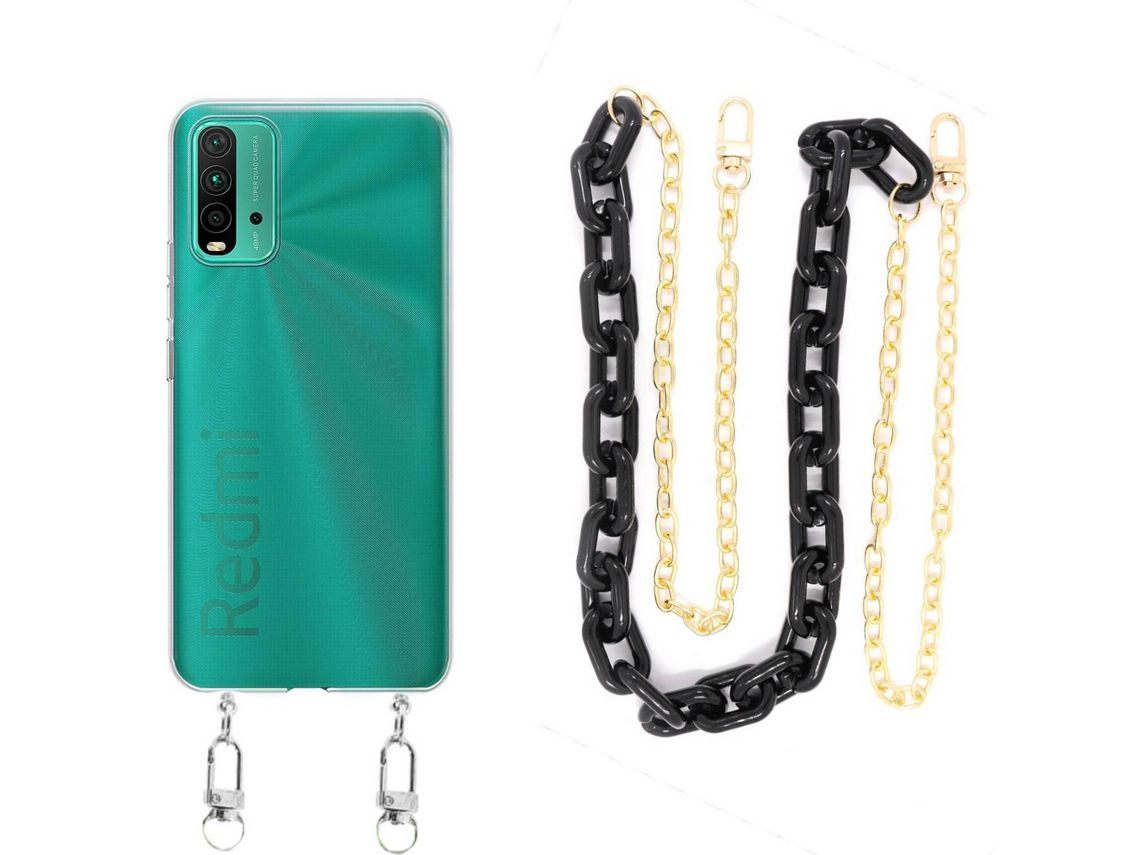 Capa Cristal com cordão corrente preto para Xiaomi Redmi 9T