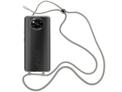 Capa Cristal com fio cordão cinza para Xiaomi Poco X3 NFC