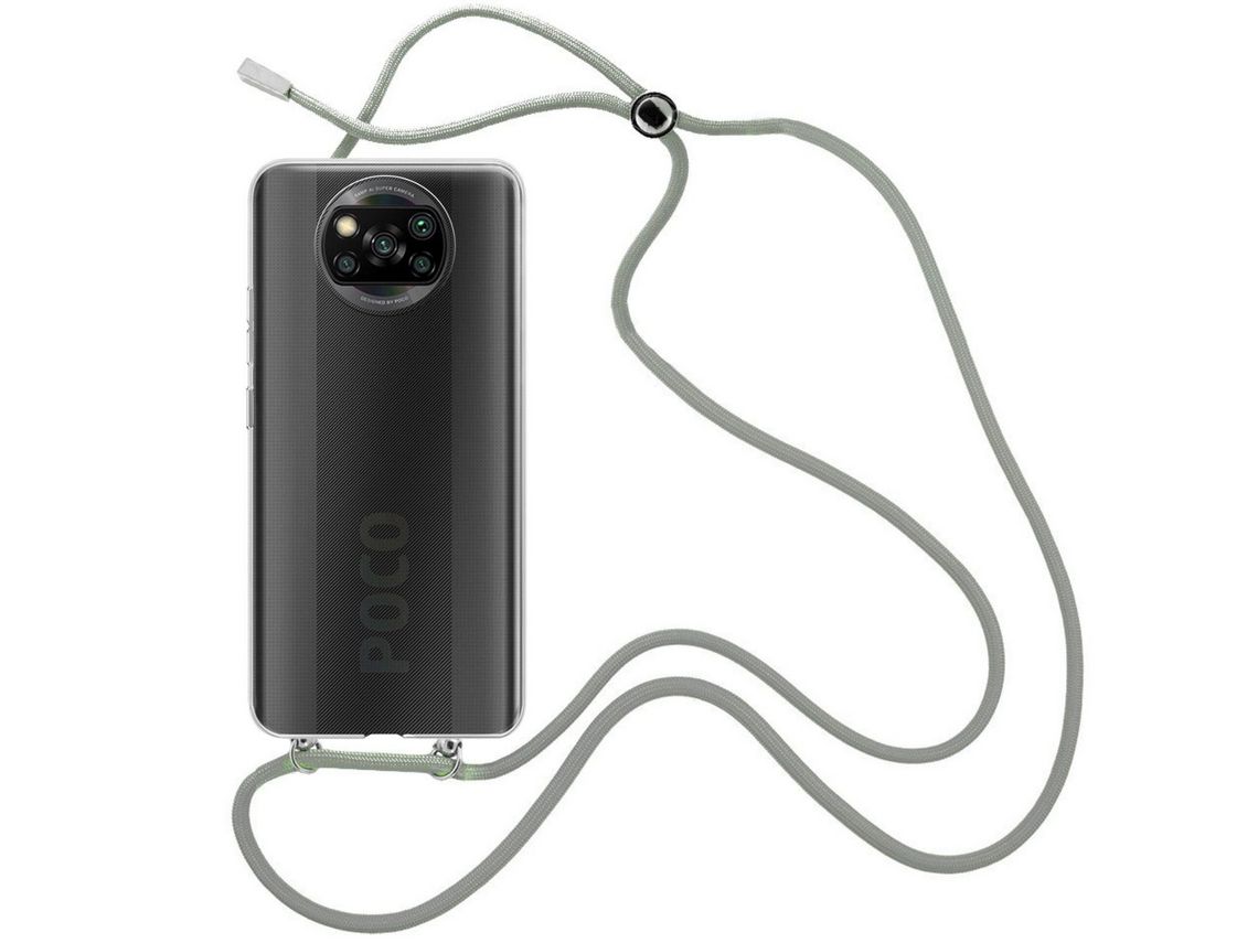 Capa Cristal com fio cordão cinza para Xiaomi Poco X3 NFC