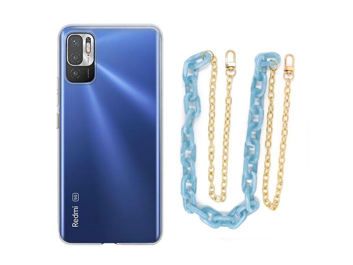 Capa Cristal com cordão corrente azul para Xiaomi Poco M3 Pro