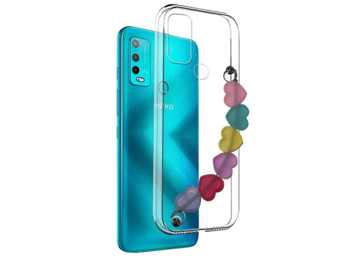 Capa Cristal com suporte corações para Wiko U30