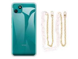 Capa Cristal com cordão corrente branco para Wiko T10