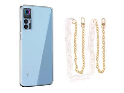 Capa Cristal com cordão corrente branco para TCL 30 5G