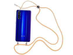 Capa Cristal com fio cordão laranja para Huawei Nova 5T
