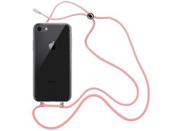 Capa Cristal com fio cordão rosa para iPhone 8
