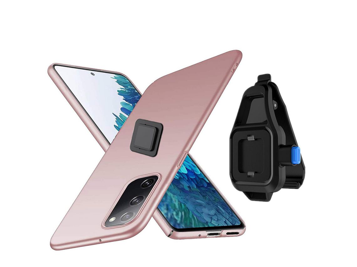 Capa turtleshell rígida com suporte à cintura para Poco M5s rosa