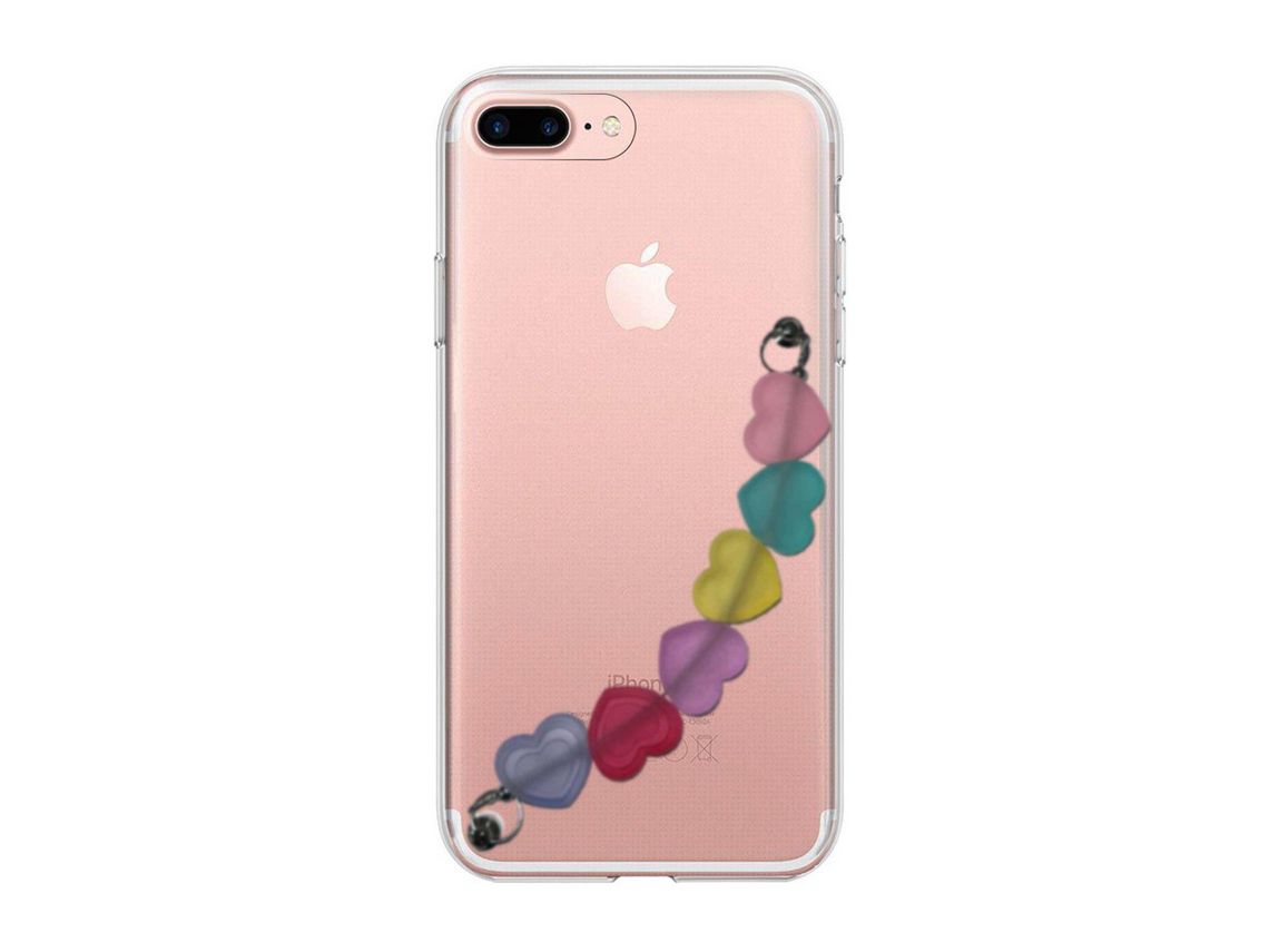 Capa Cristal com suporte corações para iPhone 8 Plus