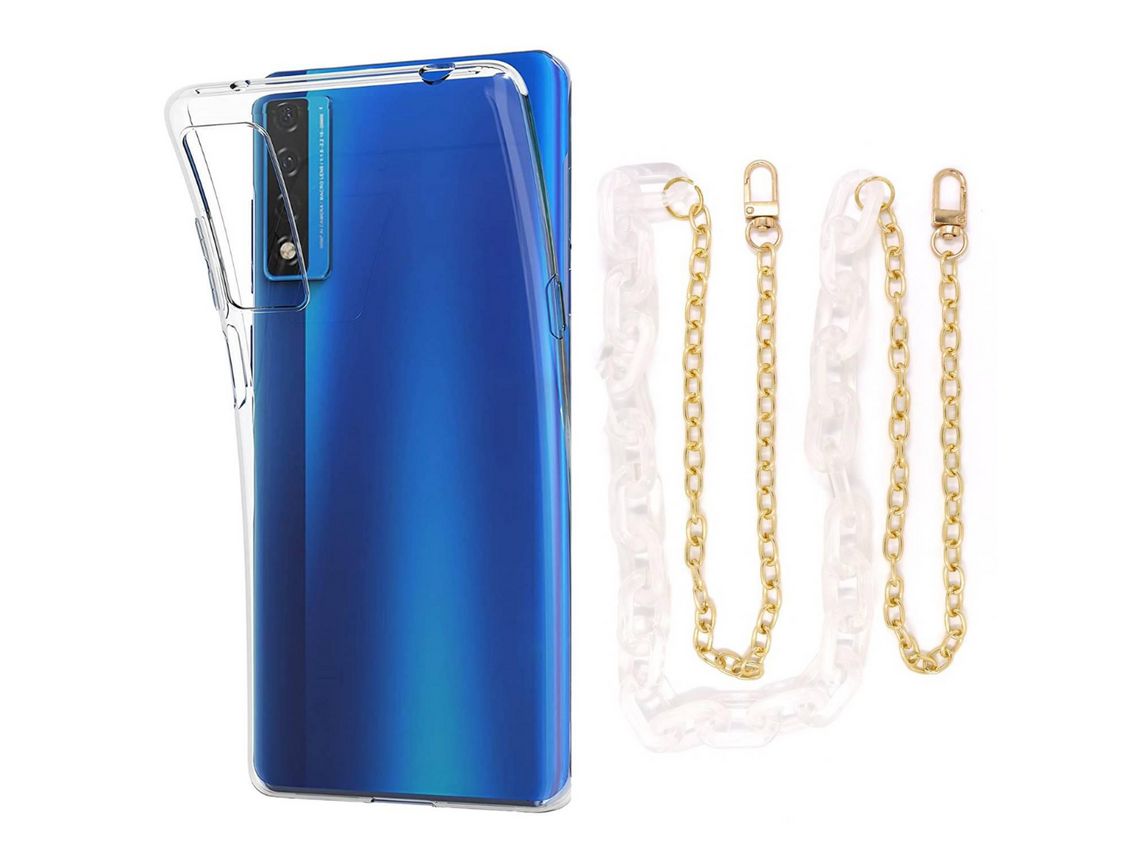 Capa Cristal com cordão corrente branco para TCL 20 5G