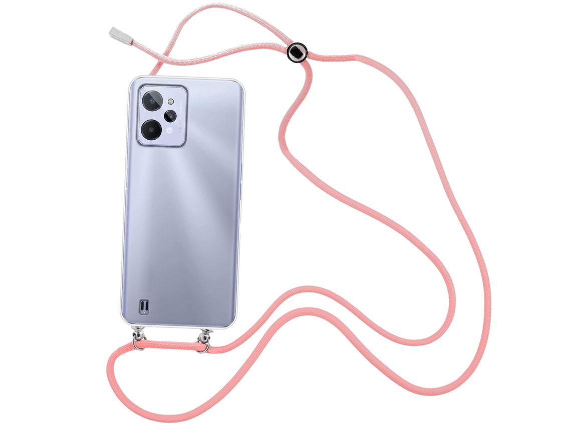 Capa Cristal com fio cordão rosa para Realme C31
