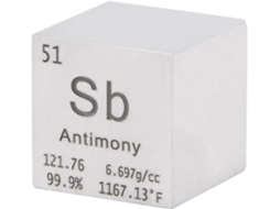 Cubo De Antimônio 25,4 Mm Feito Metal Puro Alta Densidade Para Elementos Coleções Laboratório