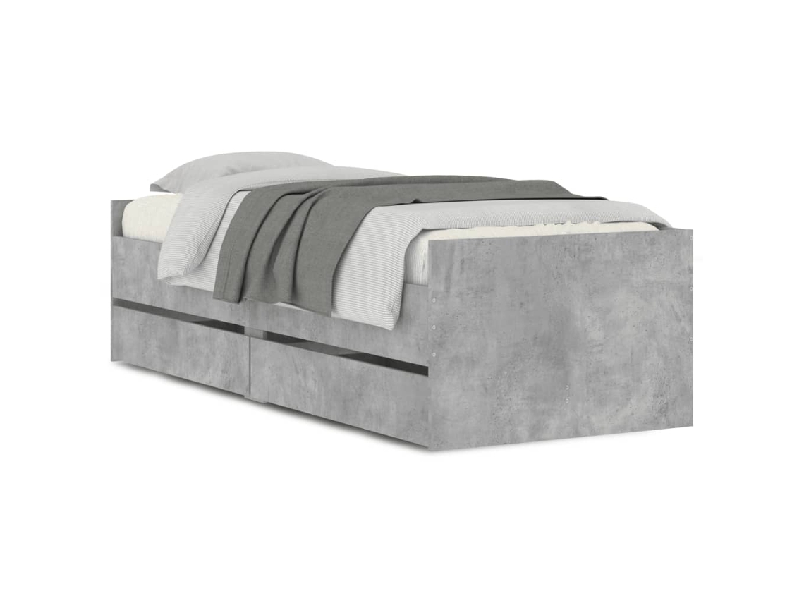 Estrutura de Cama com Gavetas Cinzento Cimento MAISON EXCLUSIVE (90x200 cm)