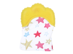 Mali luva Mordida para Bebê Dentição Silicone Alivio Dor Massagem Gengivas Brinquedo Amarelo