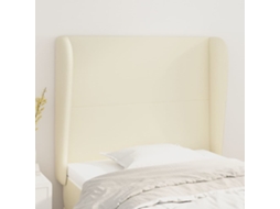 Cabeceira | Painel De Cama Cama C/ Abas Couro Artificial 103x23x118/128 Cm Creme