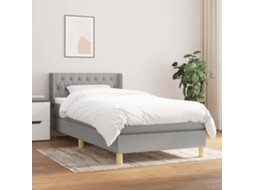 Vidaxl Cama Com Molas/colchão 90x190 Cm Tecido Cinzento-claro