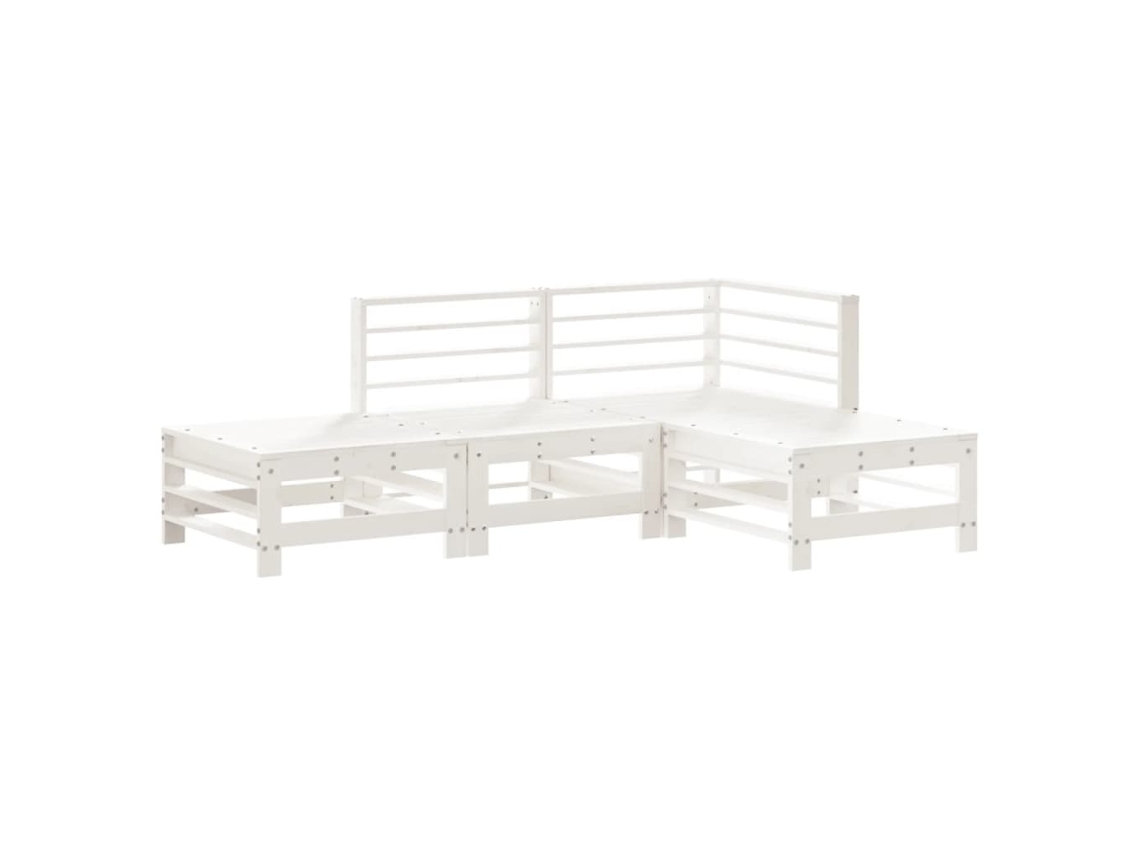 Conjunto de 4 Lounge de Jardim Madeira de Pinho Maciça Branco MAISON EXCLUSIVE (4 pcs)