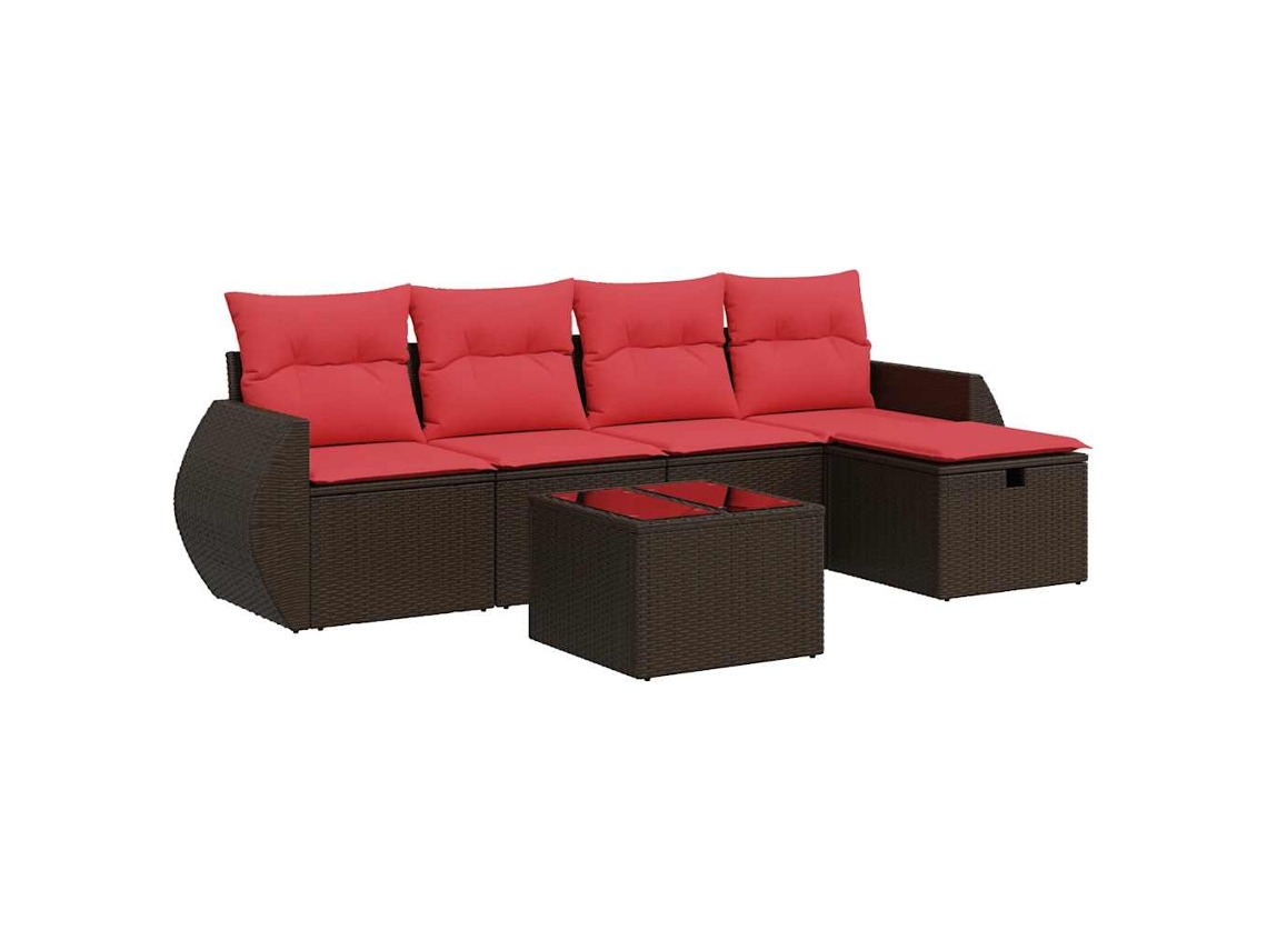 Conjunto de 6 Sofás Jardim com Almofadões Vime Pe Castanho MAISON EXCLUSIVE (80x200 cm)