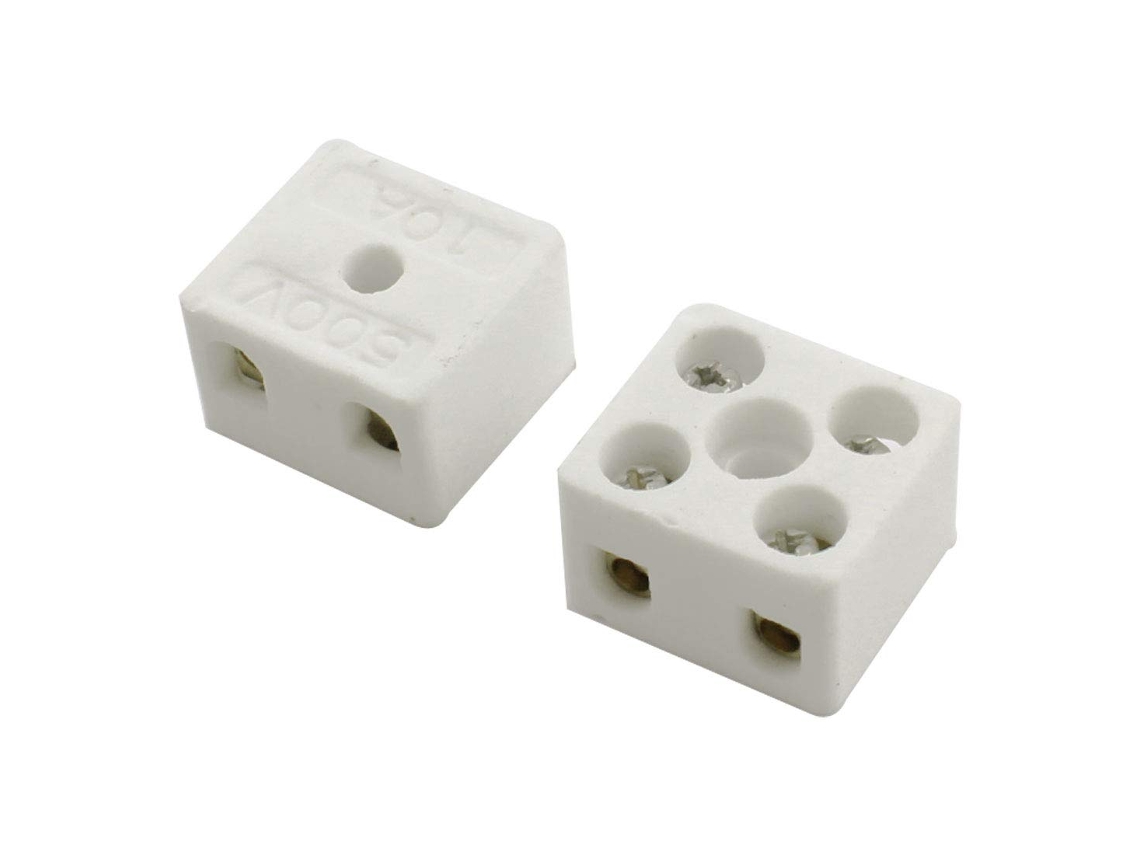 2 Peças Bloco de Terminais de Cerâmica de Porcelana 2 Vias 5 Furos 250 V 425°C CHABERLU