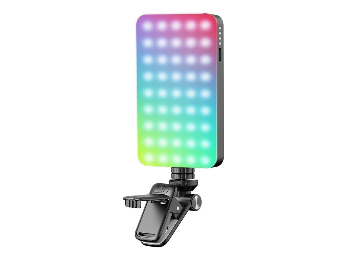 Luz Led Rgb Regulável 2500k-9000k Com 10 Efeitos Para Videoconferência Laptop Móvel Câmera Clip Bateria Integrada