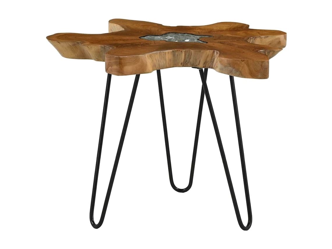 Vidaxl Mesa De Centro 70x45 Cm Madeira De Teca Maciça E Poliresina