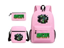 Conjunto Escolar 3 Peças Com Mochila, Cor Rosa