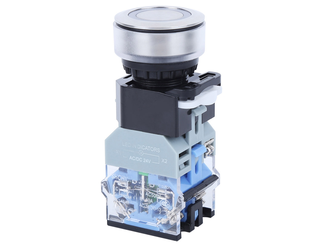 Interruptor Push button Industrial com Luz Azul 30mm