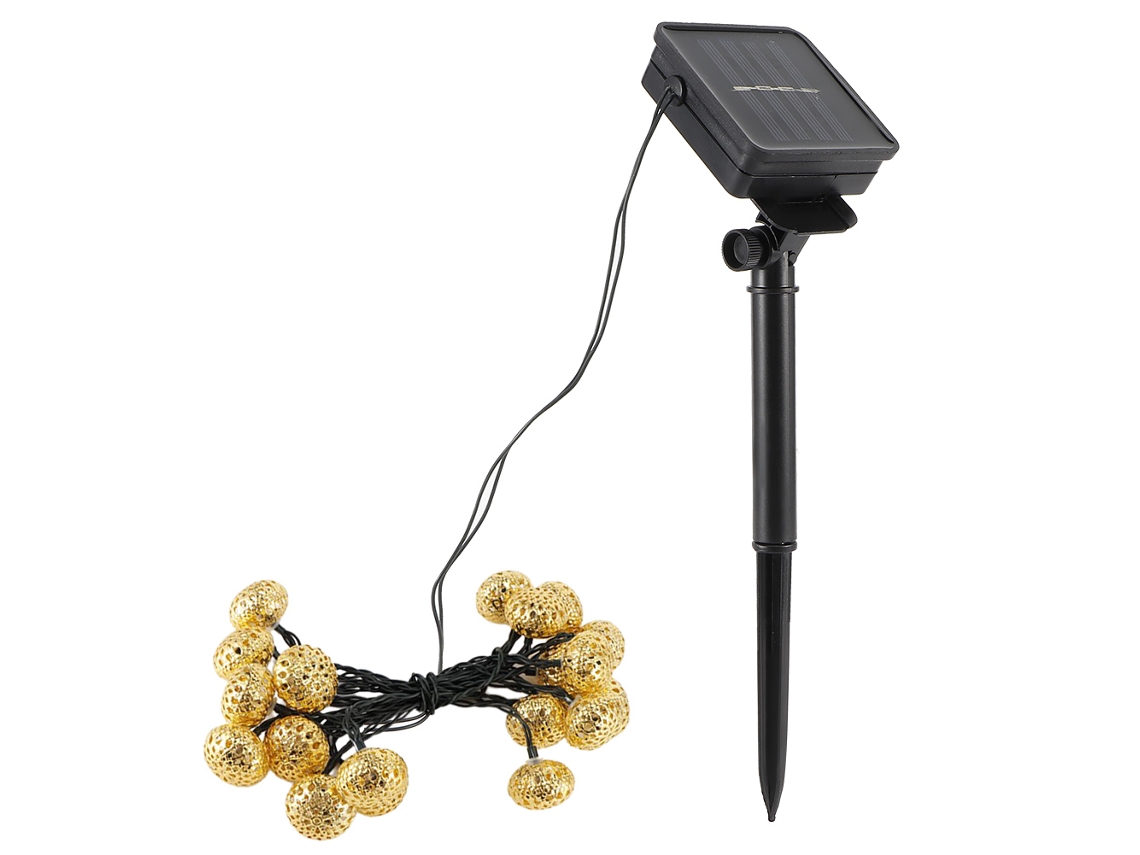 Luzes de Cadeia Solar com 20 LEDs Globos Dourados