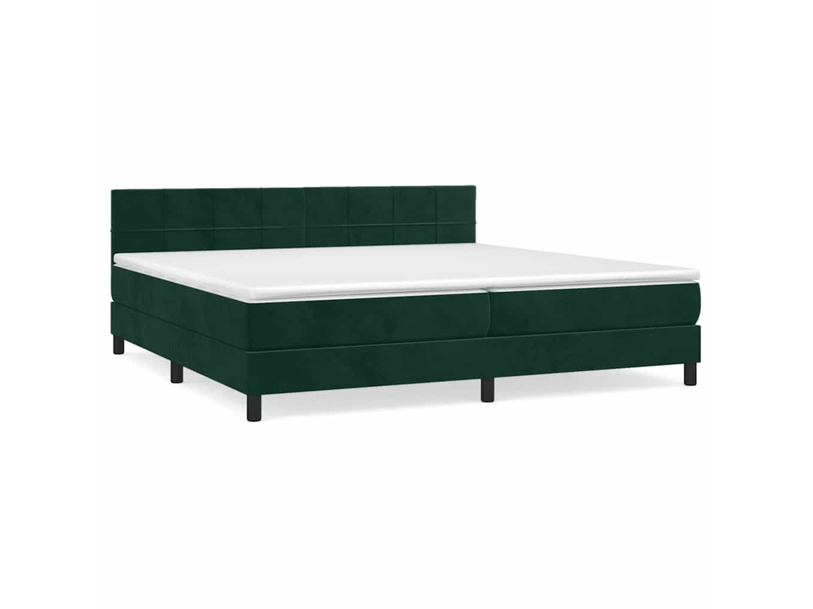Cama com Molas/colchão 200x200 Cm Veludo Verde escuro MAISON EXCLUSIVE