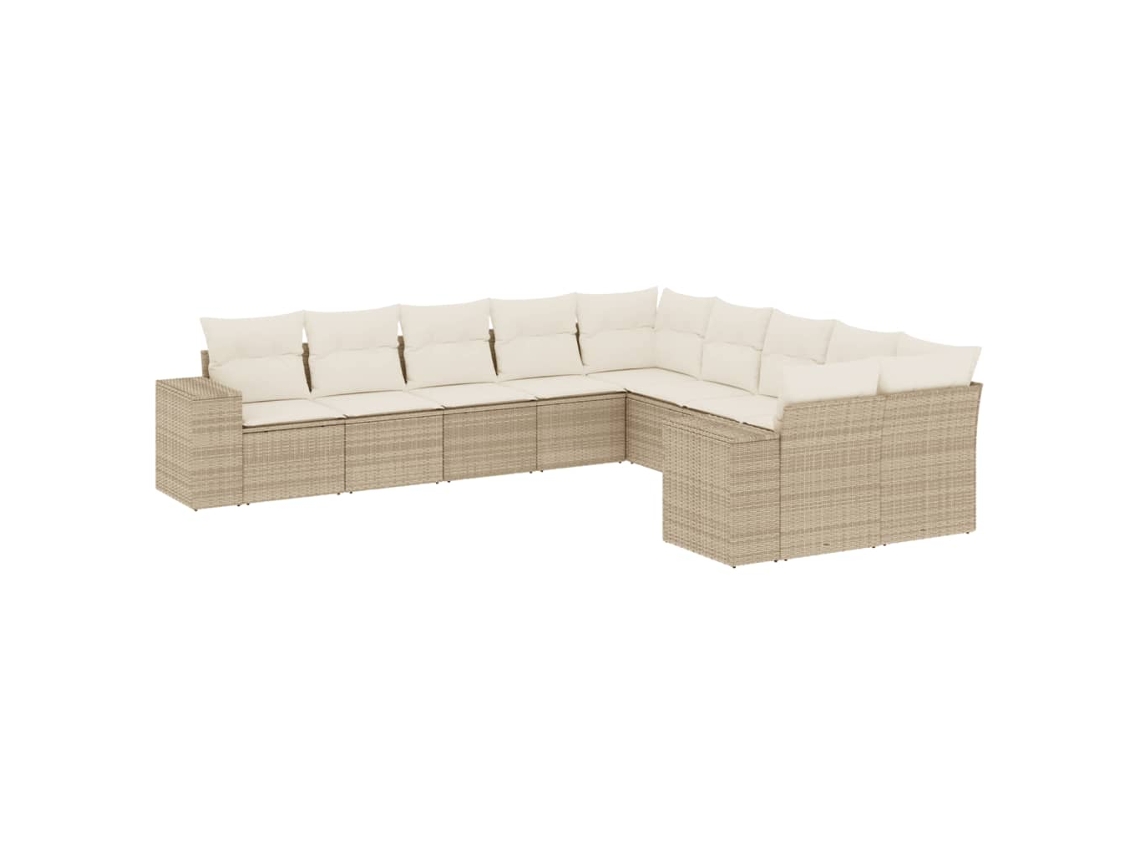 Maison Exclusive - 10 Pcs Conjunto De Sofás P/ Jardim Com Almofadões Vime Pe Bege