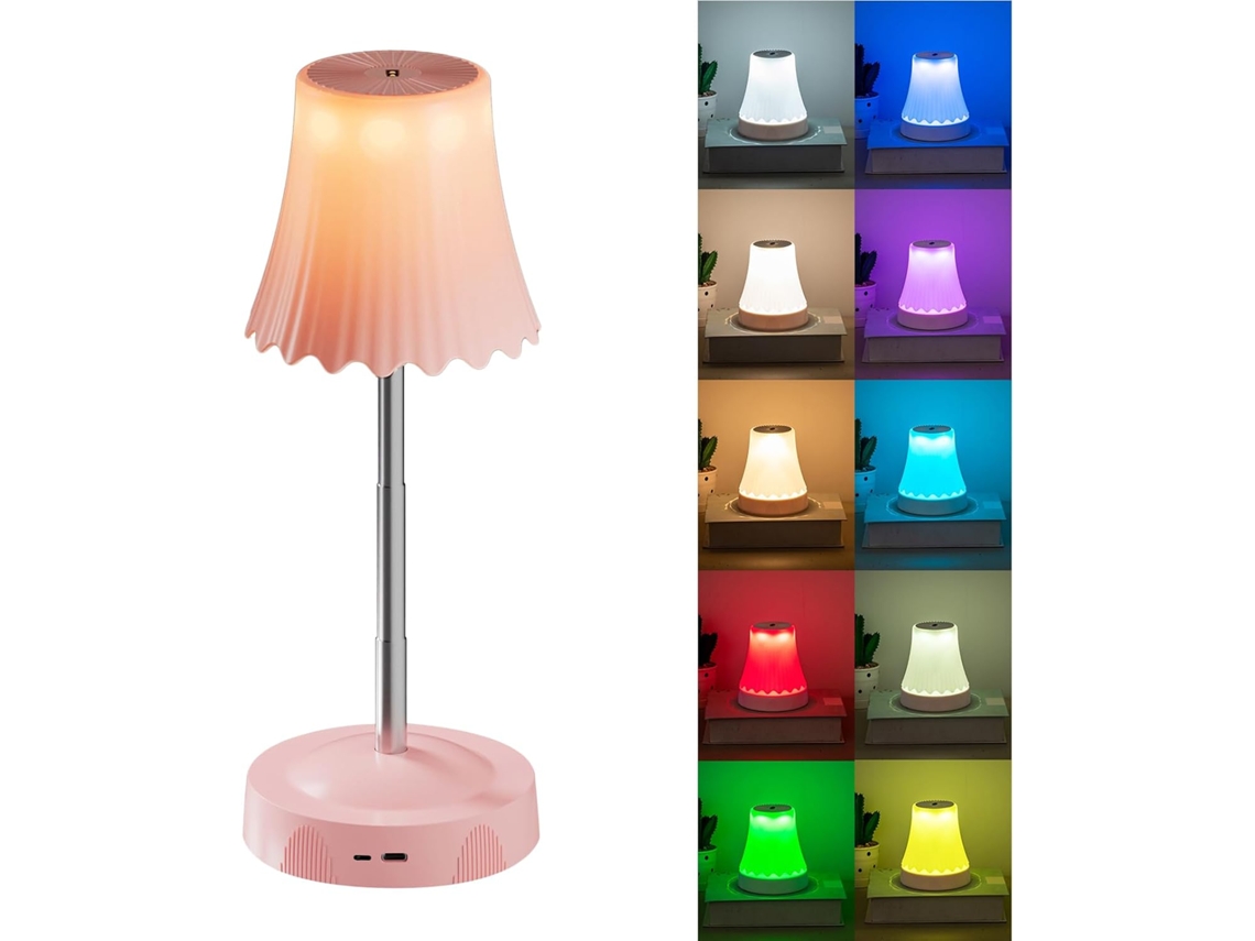 Luminária de mesa recarregável Semi Fio com altura e brilho ajustáveis.