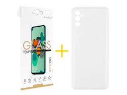 Kit 1x Película de Vidro Temperado 2.5D + Capa SKYHE Samsung Galaxy A13 5G Silicone Liso Transparente Clear