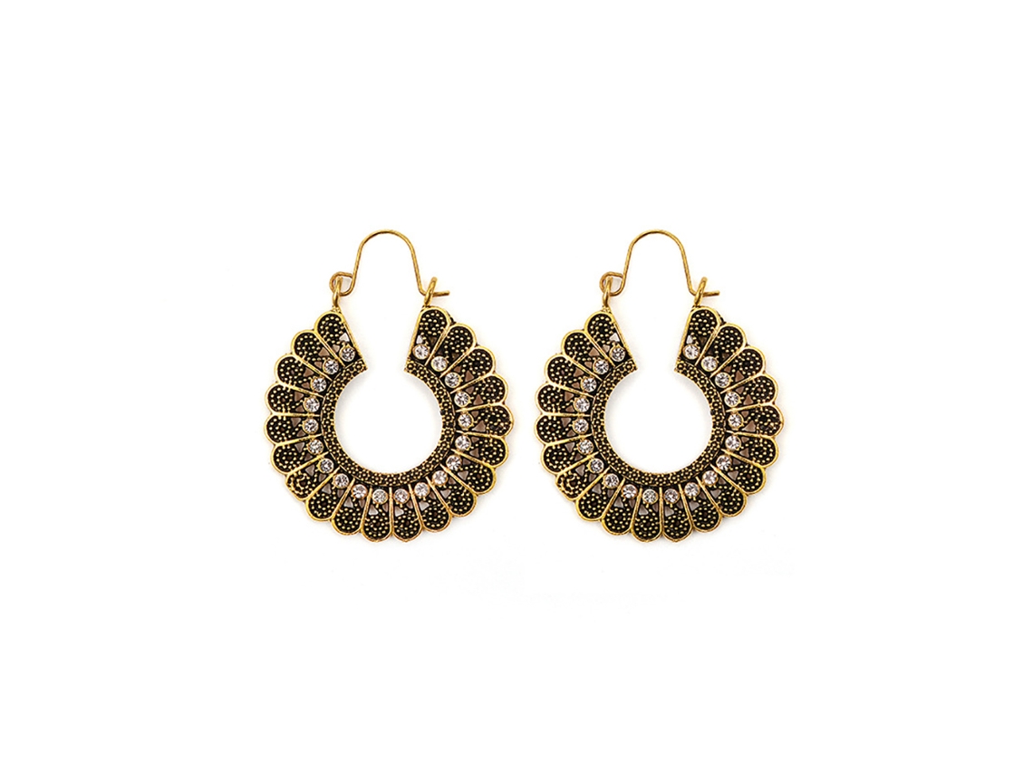 Brincos Redondos Estilo Retro Decoração Com Strass