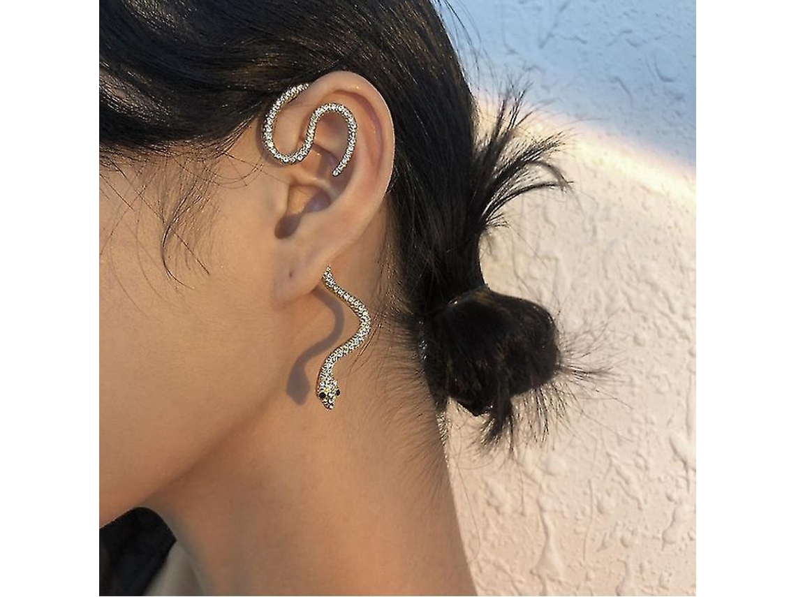 2026 aretes Retrô Simples em Forma de Cobra Personalizados Sem Perfuração 2 Peças de Liga e Broca de Vidro