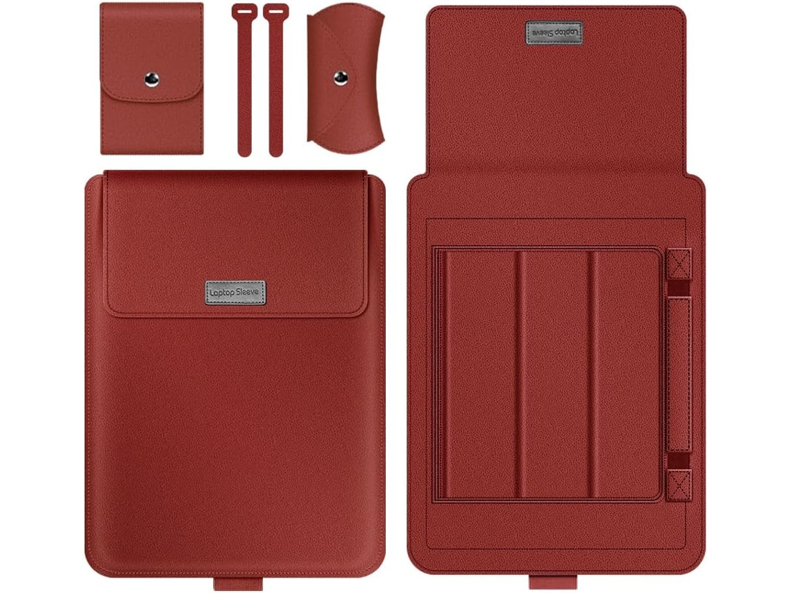Capa HEXINYIGJLY para portátil, 15 ou 16 polegadas, com suporte, couro, 3 em 1, para MacBook Pro, Dell, HP, Lenovo, verde